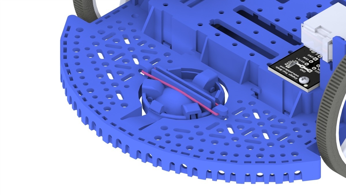 A rubber band can be used to stiffen the suspension of the optional front ball caster if desired.