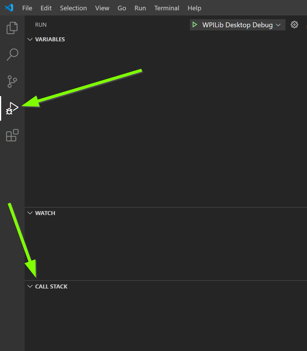 VS Code Stack Trace location