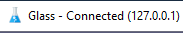 The titlebar of Glass showing a connection to 127.0.0.1