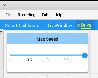 The max speed widget is placed but it correctly goes from -1 to 1.