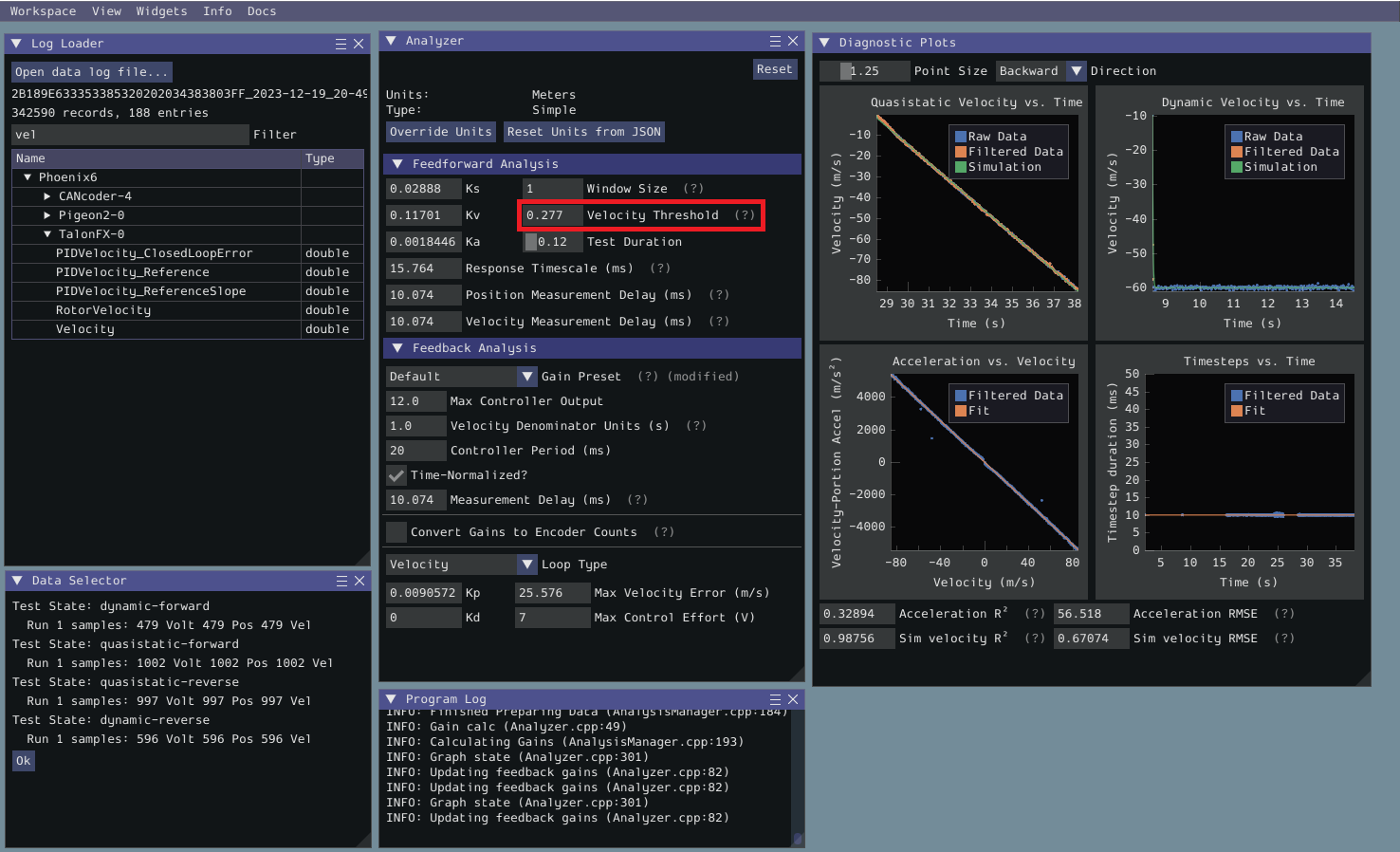 Motion threshold selector