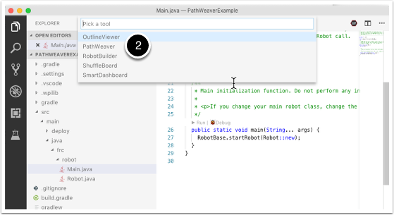 Choose PathWeaver from the tool dropdown list.