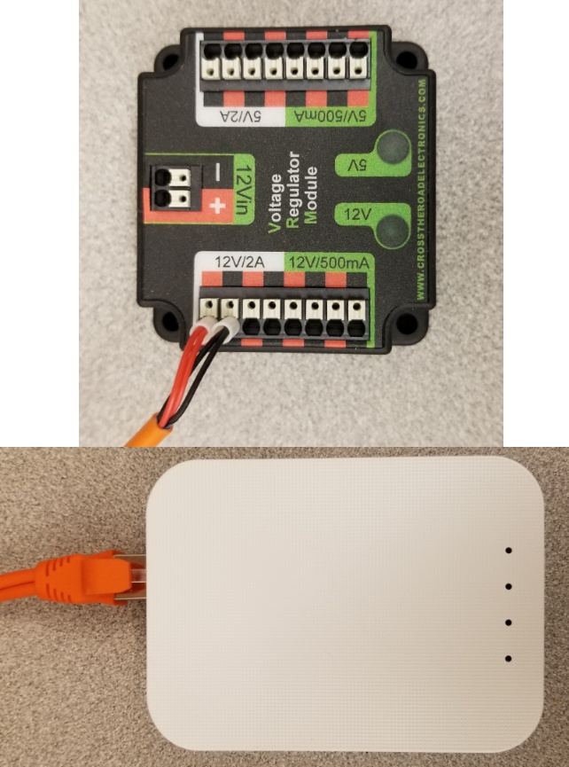 Connection power to the robot radio via a PoE cable.