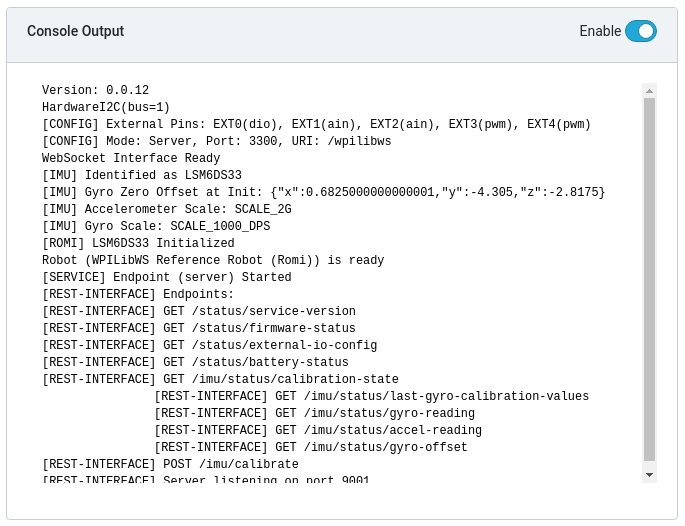 Console Output