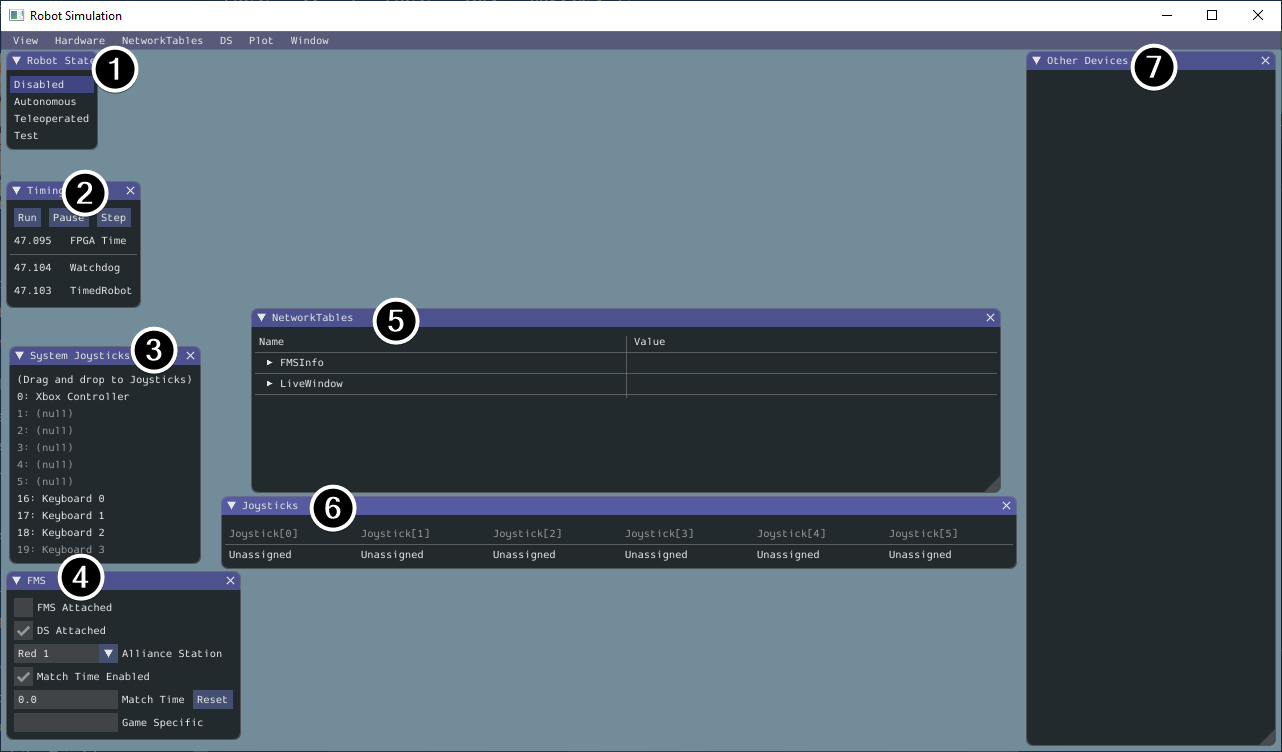 Simulation graphical user interface but with labels