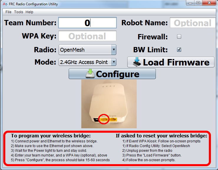 At the bottom of the screen is instructions for completing the configuration process.