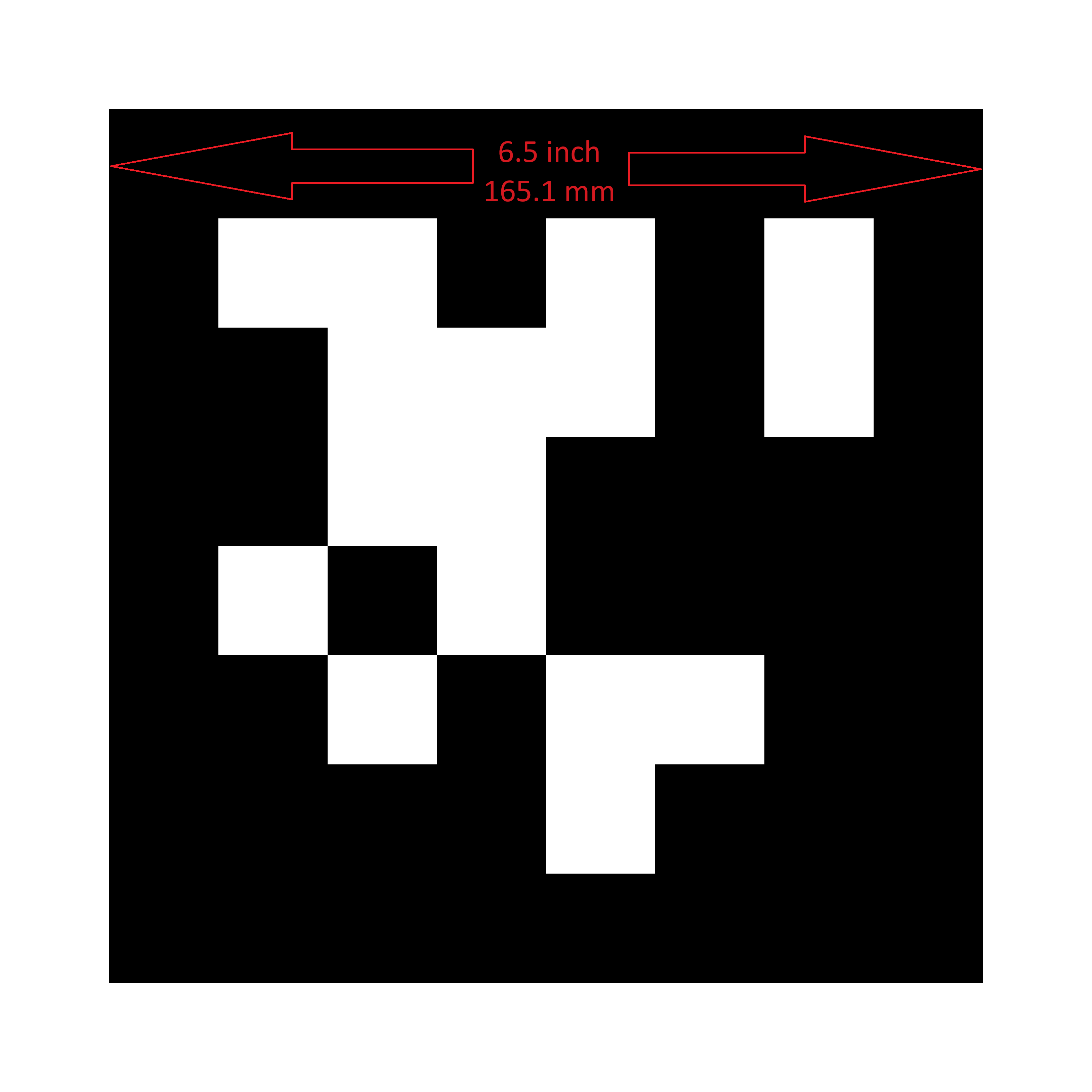 Diagram showing the dimensions of an FRC AprilTag fiducial target.