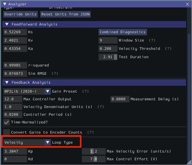 How to specify velocity mode in the "Loop Type" dropdown.