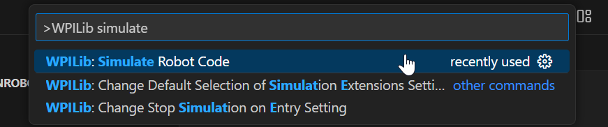 Running robot simulation through VS Code